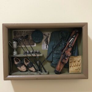 Decorative Golf Shadow Box w/Vintage Decor, 12”Lx7”Hx2”D. Smoke/Pet free home
